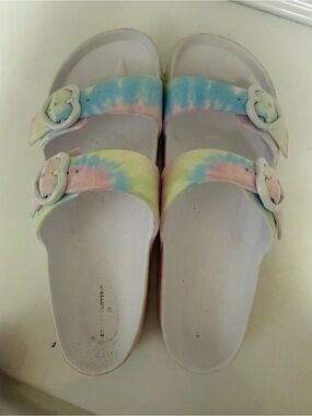 Stoney Clover Lane Pastel Tie-Dye Double Buckle Sandals